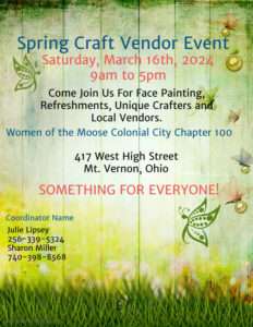 Spring Craft Vendor Event @ Moose Lodge